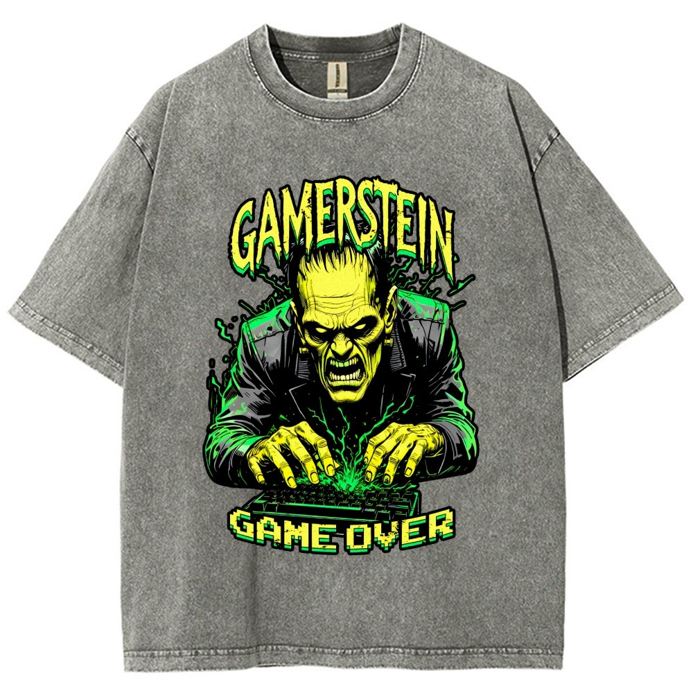 Gamerstein Game Over Funny Halloween Vintage Distressed T-shirt