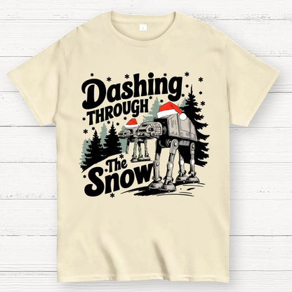 Mystery Robot Dog Crosses the Snow Christmas Geek T-Shirt