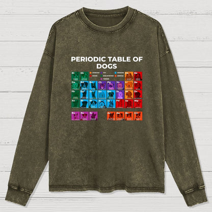 Periodic Table Of Dogs Dog Lover Funny Science Washed Long Sleeve Tee