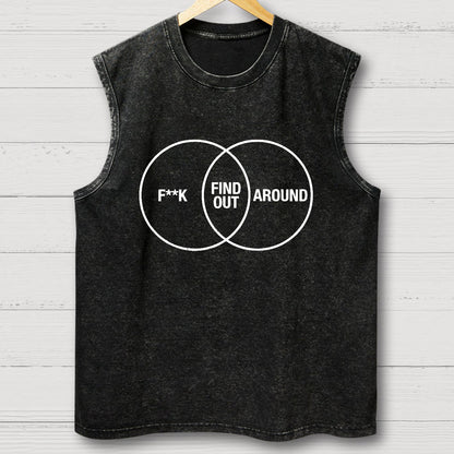 F Around and Find Out Venn Diagram Vintage Distressed Washed Tank