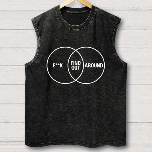 F Around and Find Out Venn Diagram Vintage Distressed Washed Tank