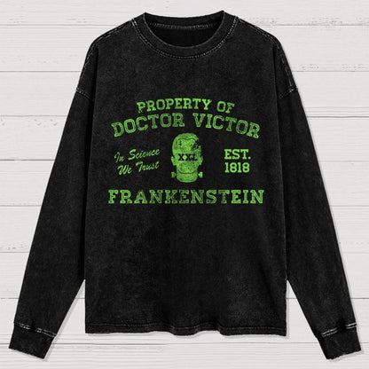 Property of Dr Frankenstein Washed Long Sleeve Tee