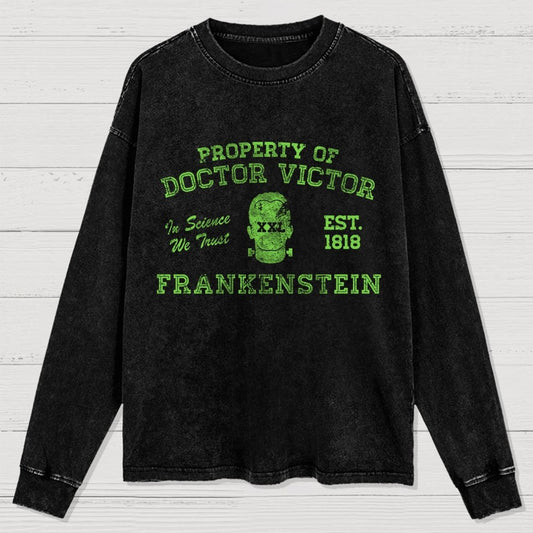 Property of Dr Frankenstein Washed Long Sleeve Tee