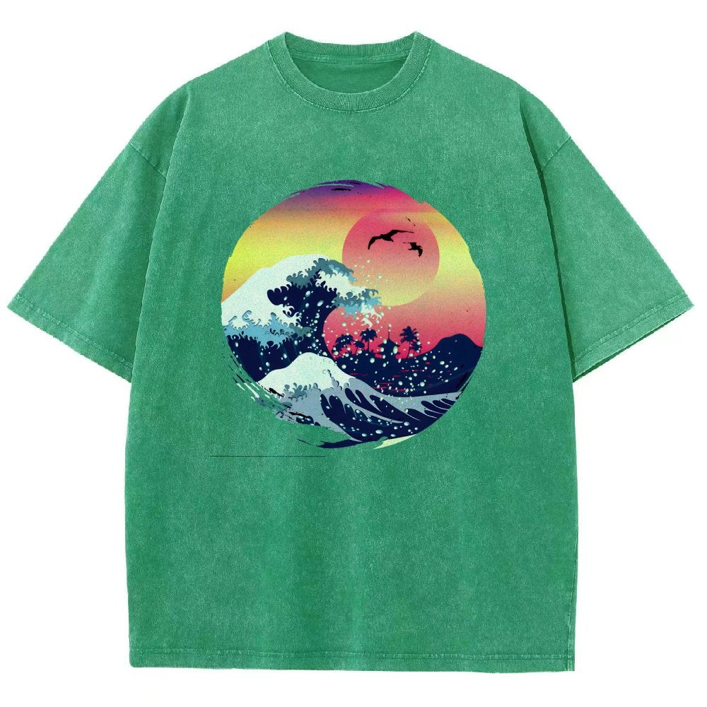 The Great Waves Vintage Distressed T-shirt