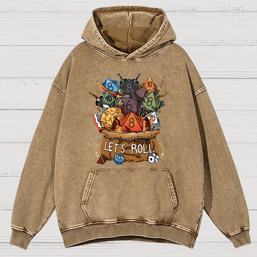 Let's Roll Nerdy Vintage Distressed Hoodie