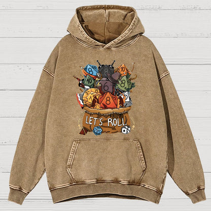 Let's Roll Nerdy Vintage Distressed Hoodie