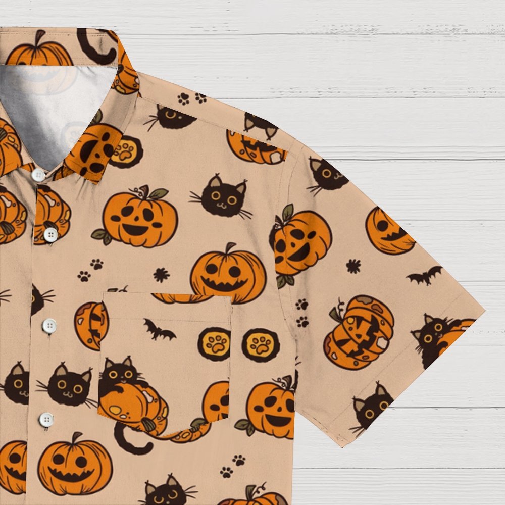 Pumpkin Black Cat Halloween Geeky Shirt