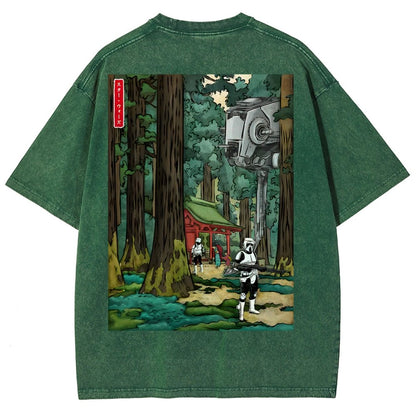 Cosmic Realm In Japanese Forest Washed T-Shirt