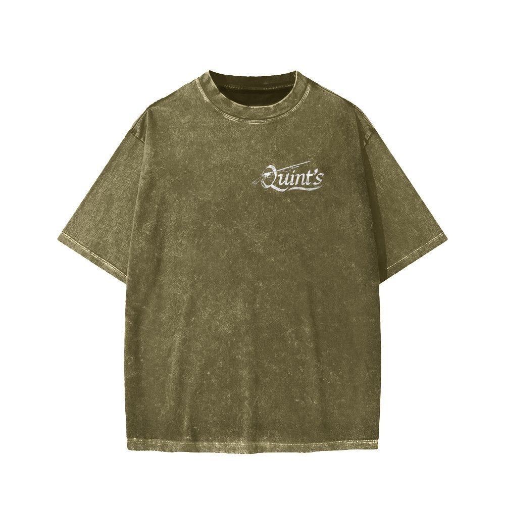 Captain's Shark Fishing Front And Back Printing Washed T-shirt