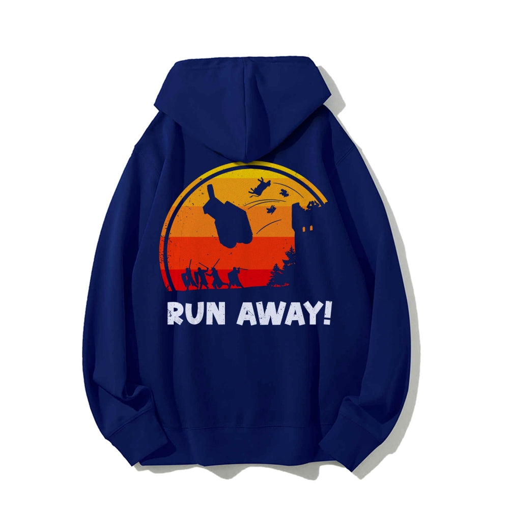 Run Away Printed Back Unisex Cotton Hoodie