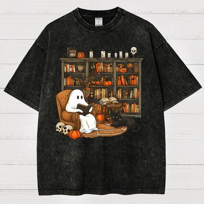 Retro Ghost Reading Books Sweatshirt Vintage Distressed T-shirt