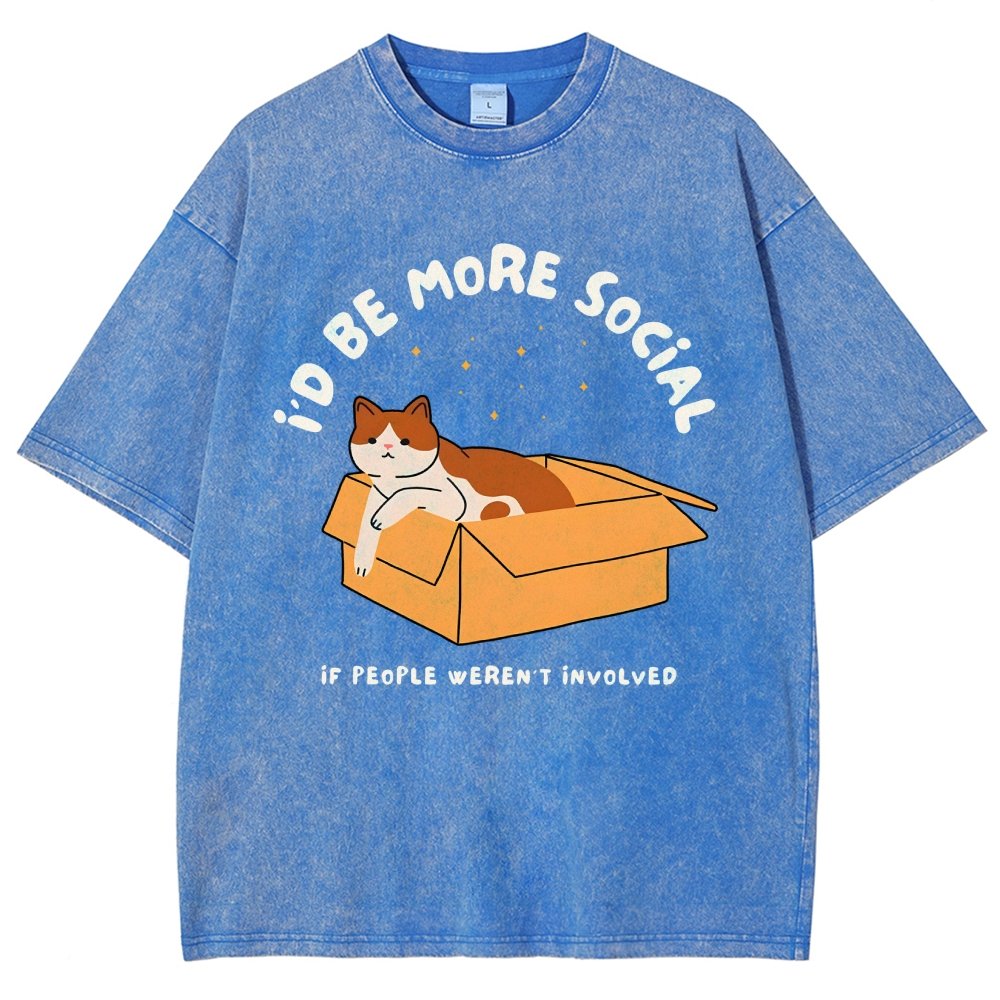 I'd Be More Social Vintage Distressed T-shirt