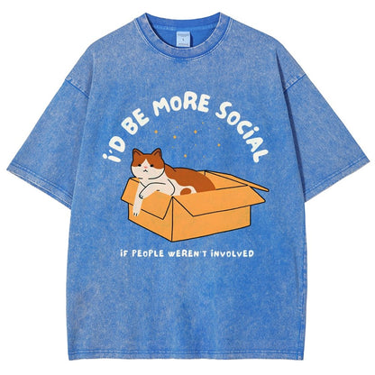 I'd Be More Social Vintage Distressed T-shirt