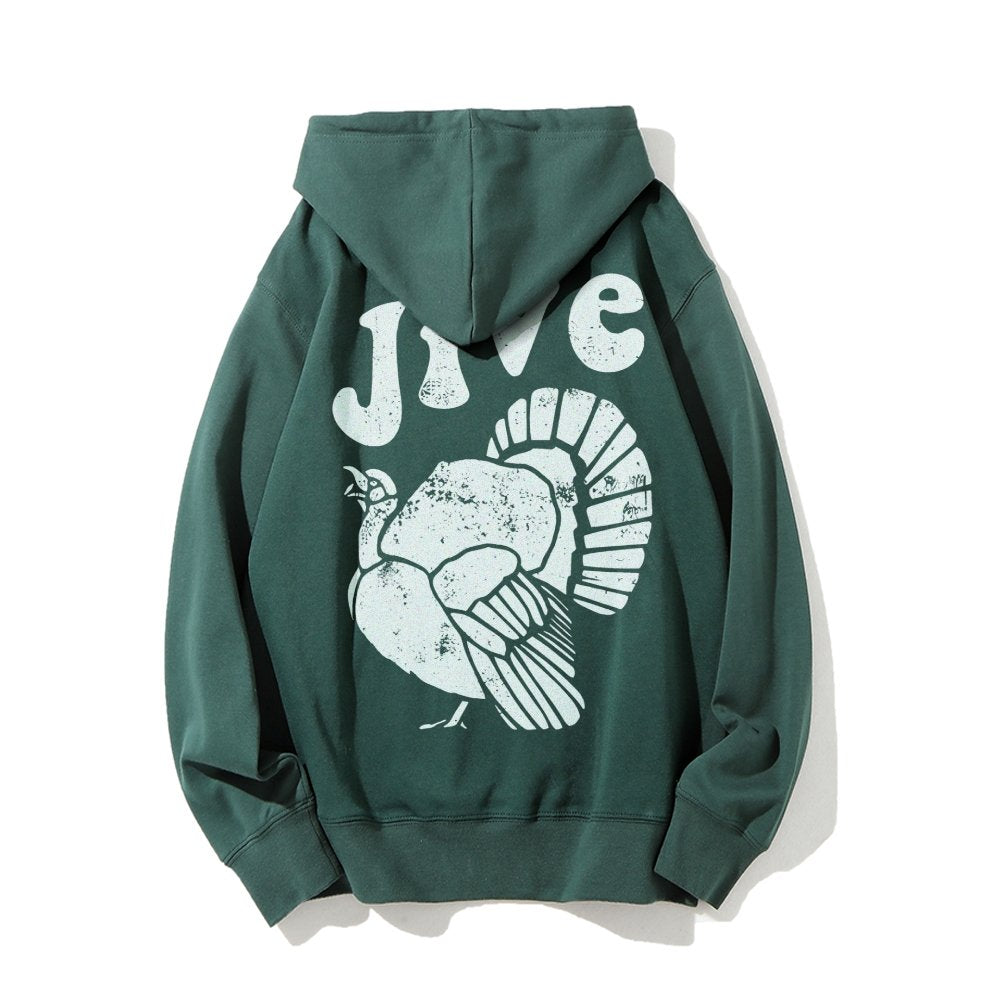 Jive Turkey Printed Back Unisex Cotton Hoodie