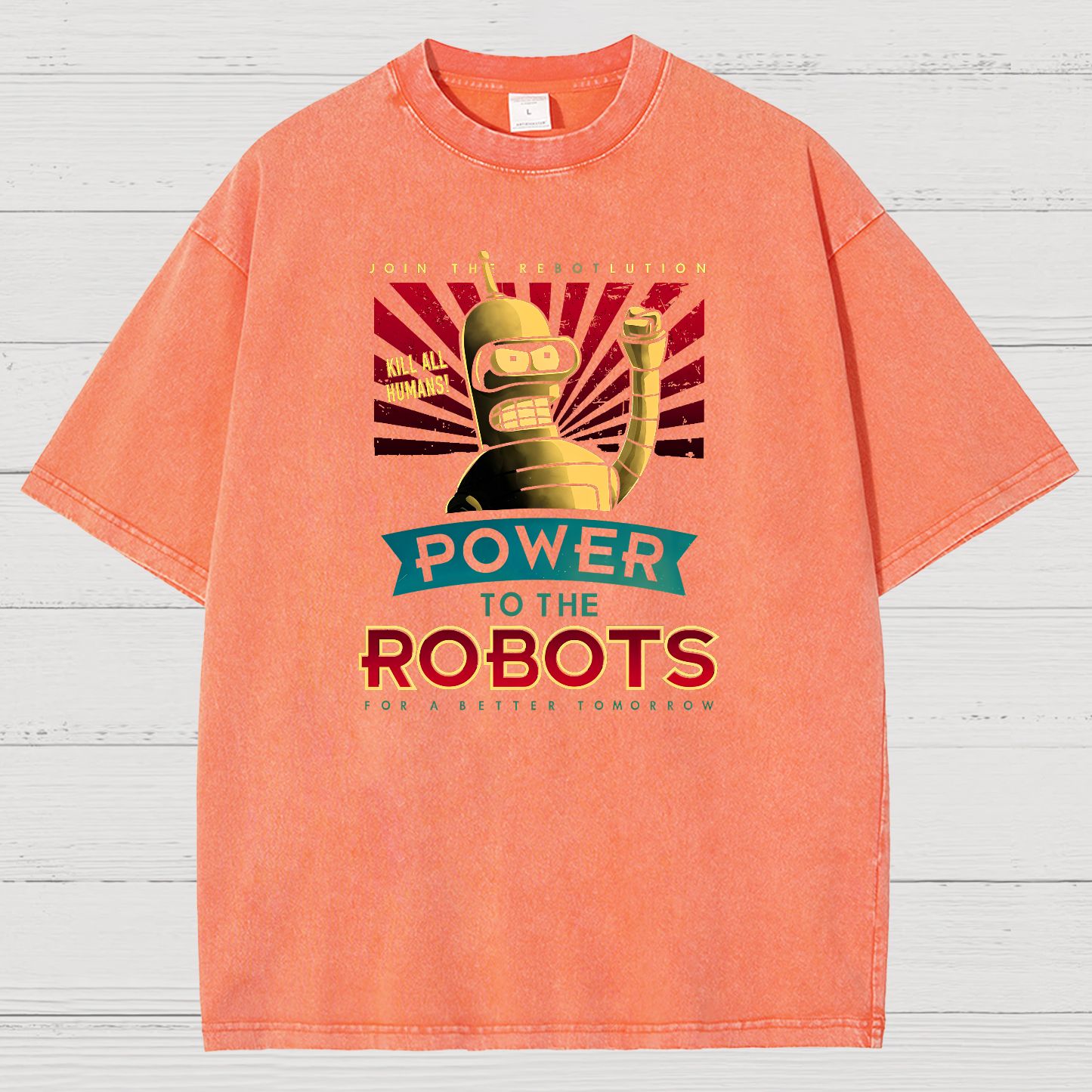 Power To The Robots Vintage Distressed T-shirt