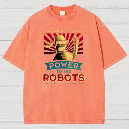 Power To The Robots Vintage Distressed T-shirt