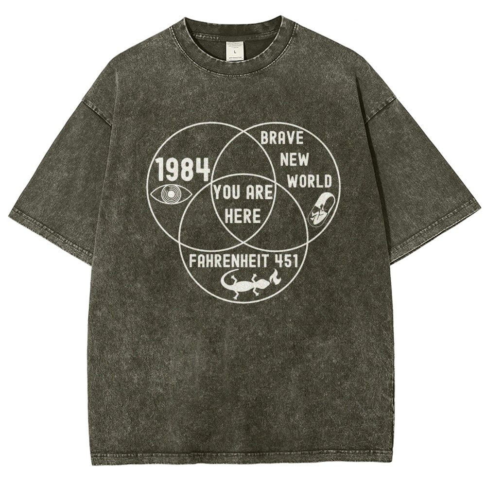 Funny Dystopian Venn Diagram Vintage Distressed T-shirt