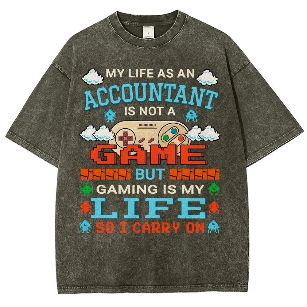 Gamer Accountant Gaming Design Quote Graphic Vintage Distressed T-shirt