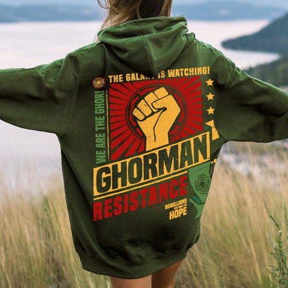 Galactic Resistance Printed Back Cotton Hoodie