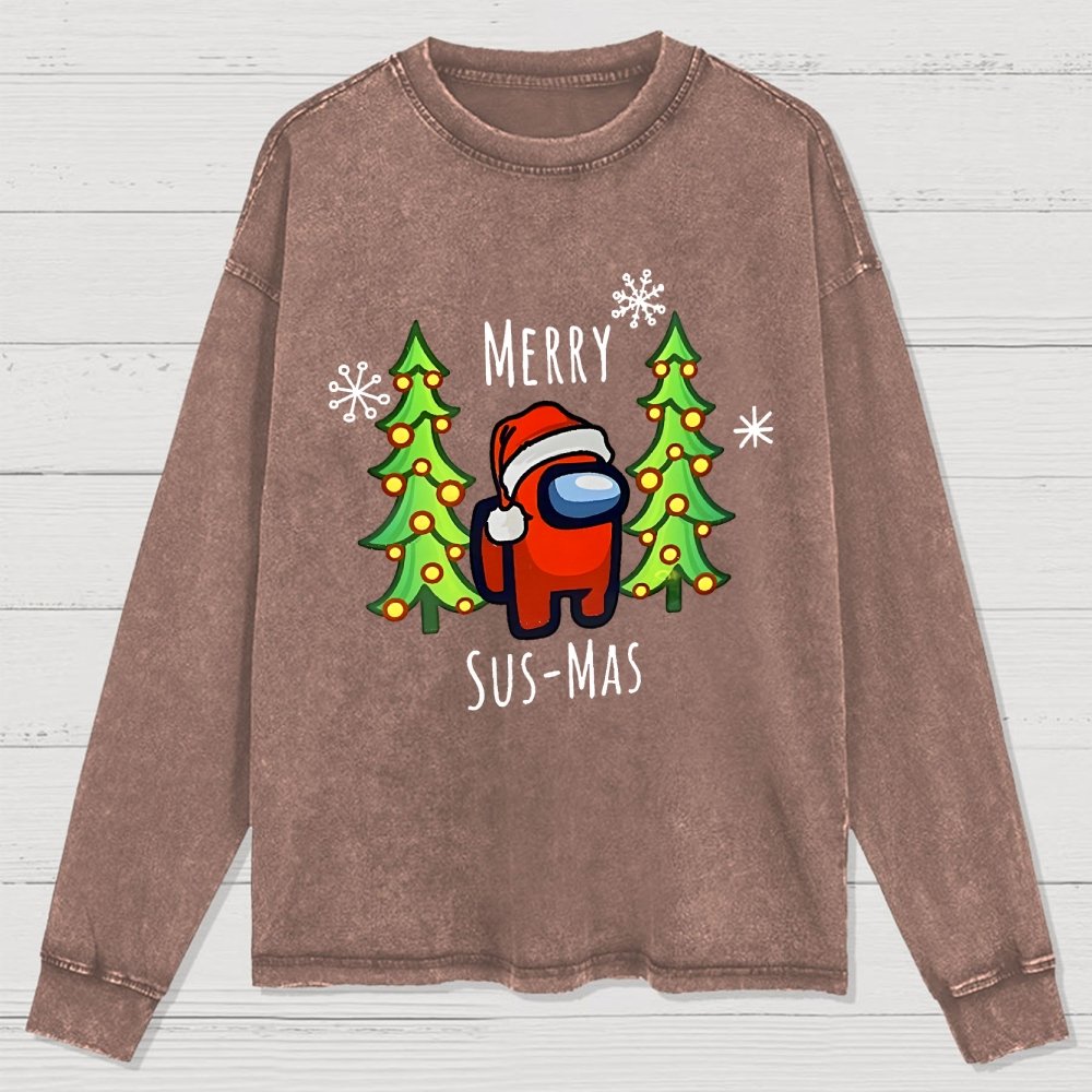 Merry Sus-Mas Christmas Washed Long Sleeve Tee