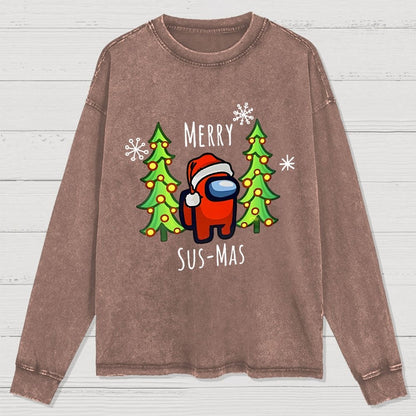 Merry Sus-Mas Christmas Washed Long Sleeve Tee