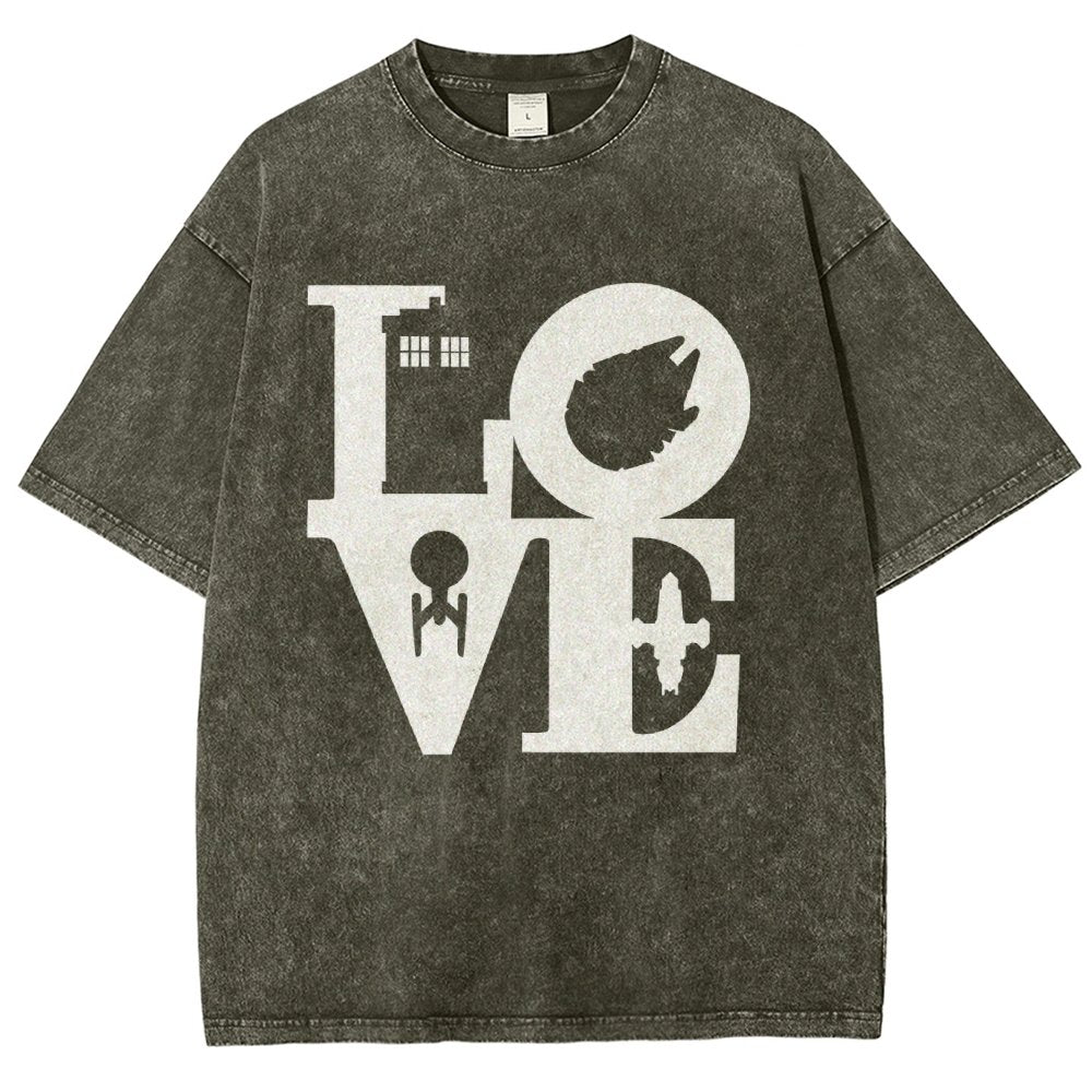 I Love SciFi Black Vintage Distressed T-shirt