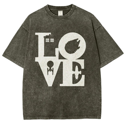 I Love SciFi Black Vintage Distressed T-shirt