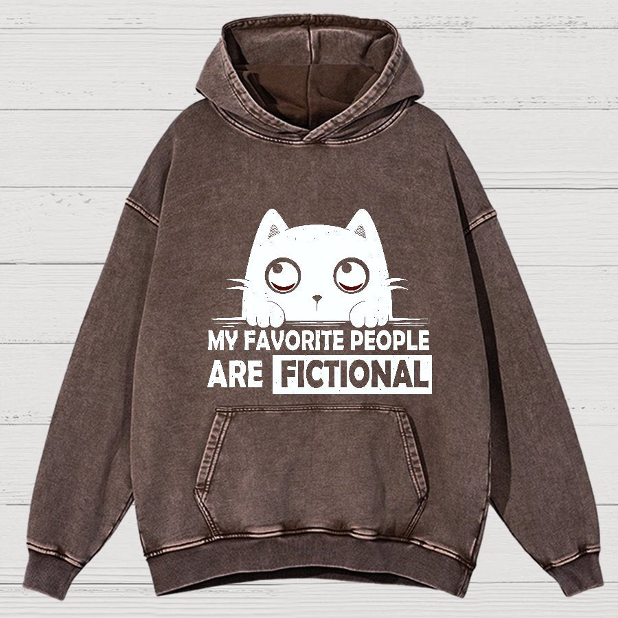My Favorite People Are Fictional by Edesigns  Vintage Distressed Hoodie