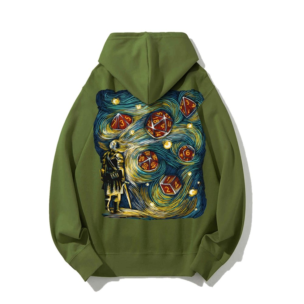Starry Dice Printed Back Cotton Hoodie