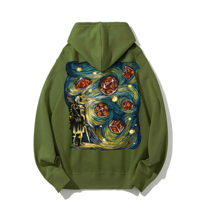 Starry Dice Printed Back Cotton Hoodie