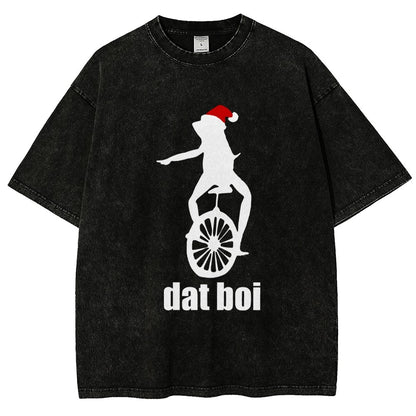 Christmas Here Comes Dat Boi Waddup Meme Vintage Distressed T-shirt
