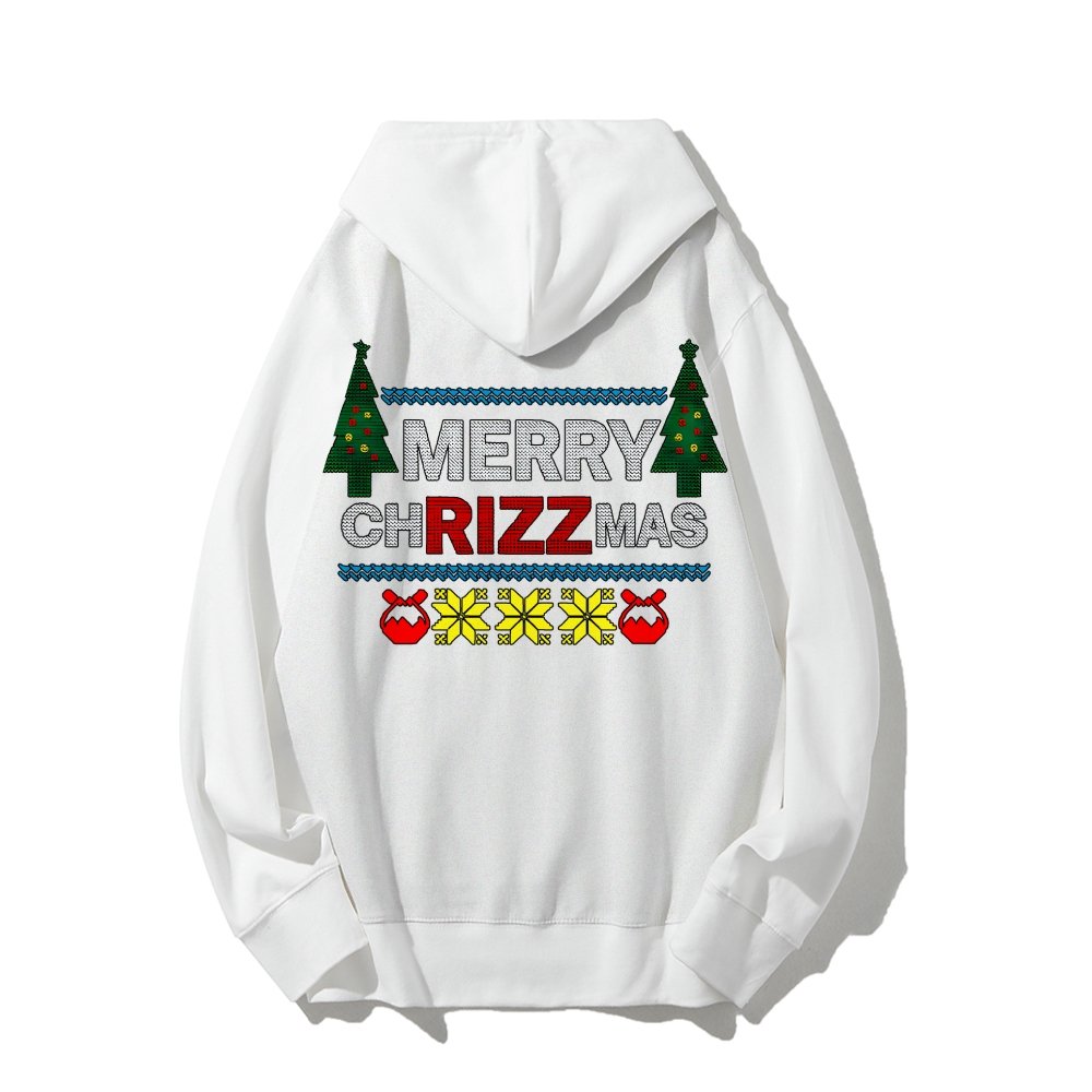MERRY CHRIZZMAS Printed Back Unisex Cotton Hoodie