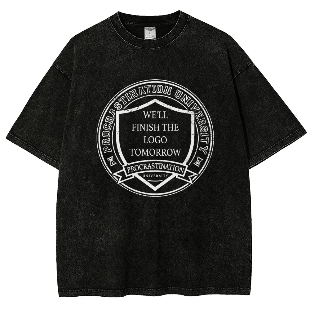 Procrastination University Logo Vintage Distressed T-shirt