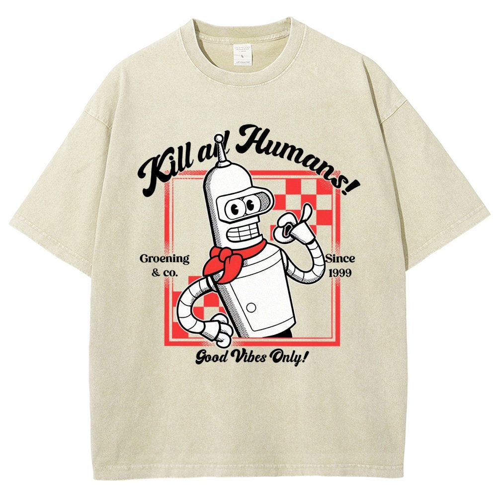 Kill All Humans Vintage Distressed T-shirt