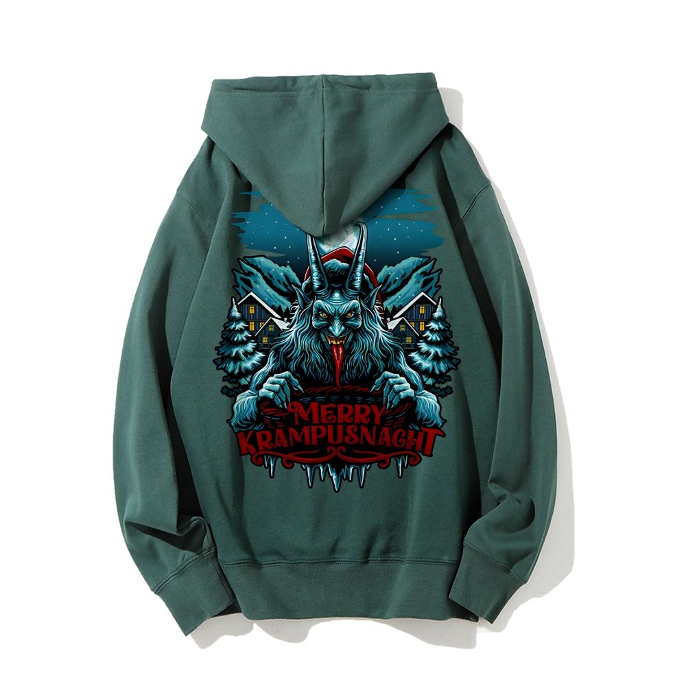 Merry Krampusnacht Printed Back Unisex Cotton Hoodie