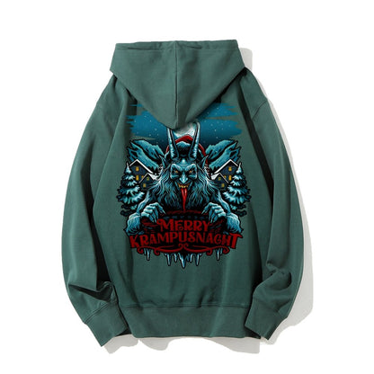 Merry Krampusnacht Printed Back Unisex Cotton Hoodie