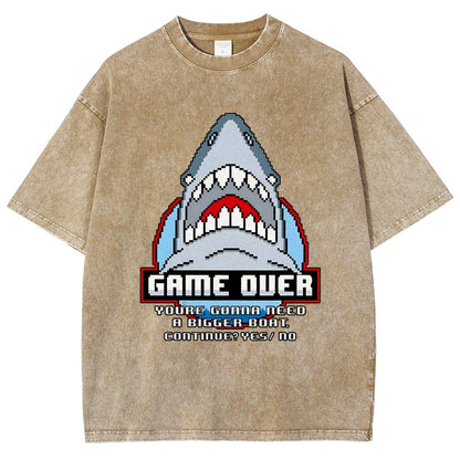 Game Over Shark Vintage Distressed T-shirt