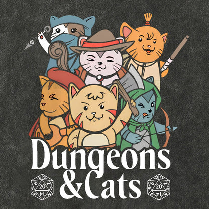 Dungeons and Cats Vintage Distressed T-shirt