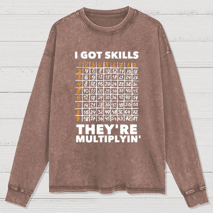 Math Got Skills Multiplying Washed Long Sleeve Tee