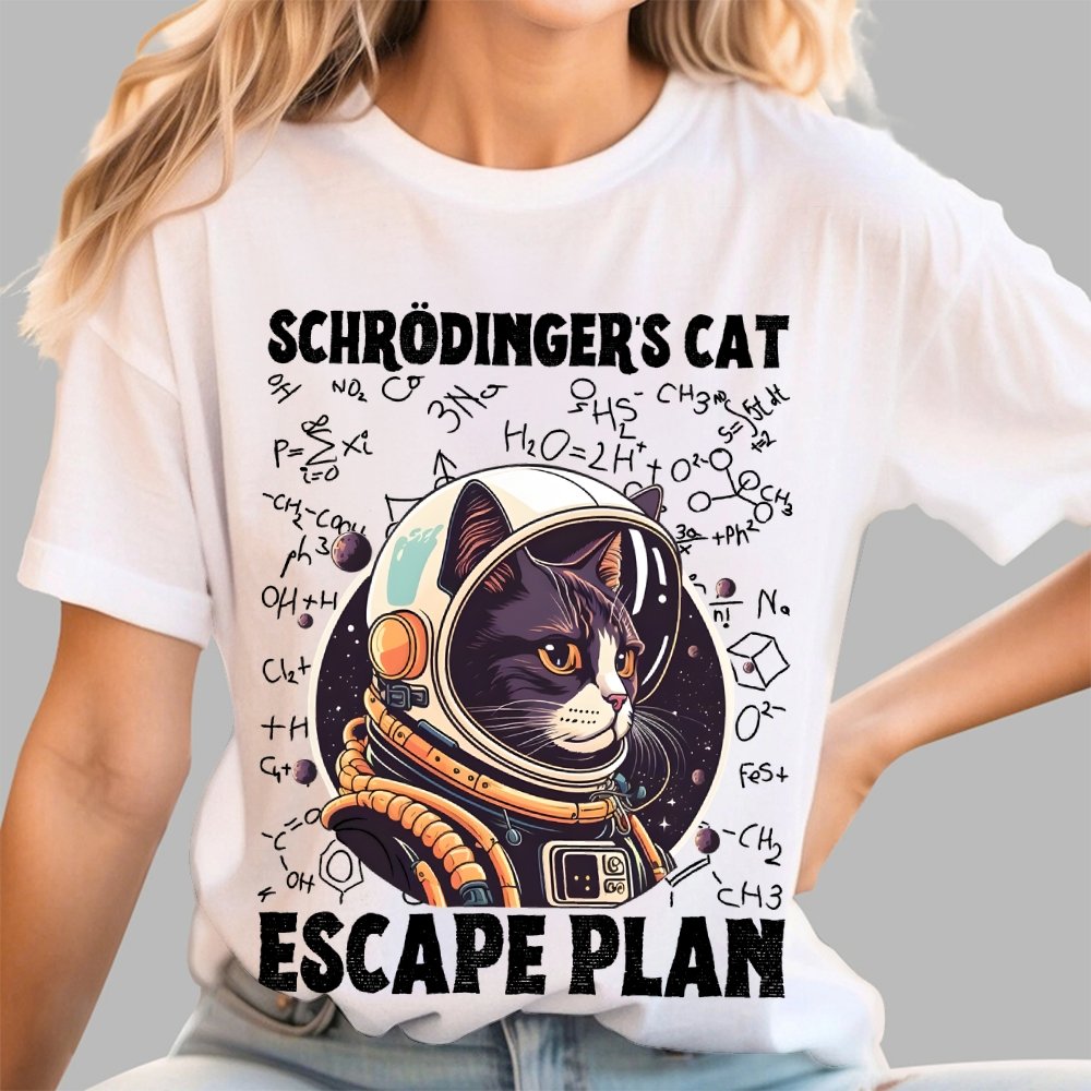 Funny Schrödinger's Cat Escape Plan Science Geek T-Shirt