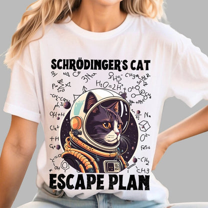 Funny Schrödinger's Cat Escape Plan Science Geek T-Shirt