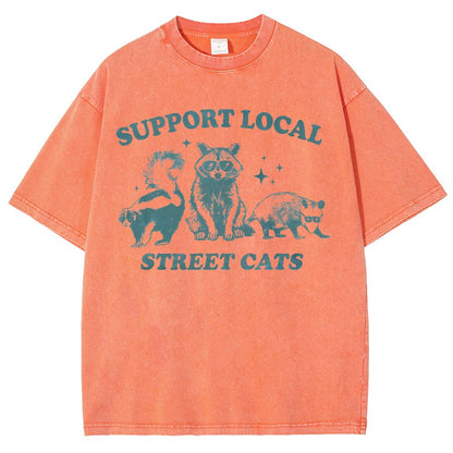 Support Your Local Street Cats Vintage Distressed T-shirt