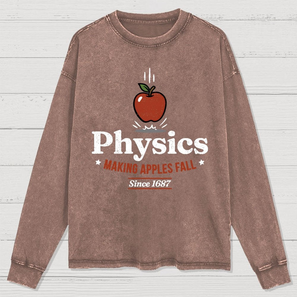 Apple Meets Physics Washed Long Sleeve Tee