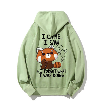 Forgetful Red Panda Printed Back Unisex Cotton Hoodie