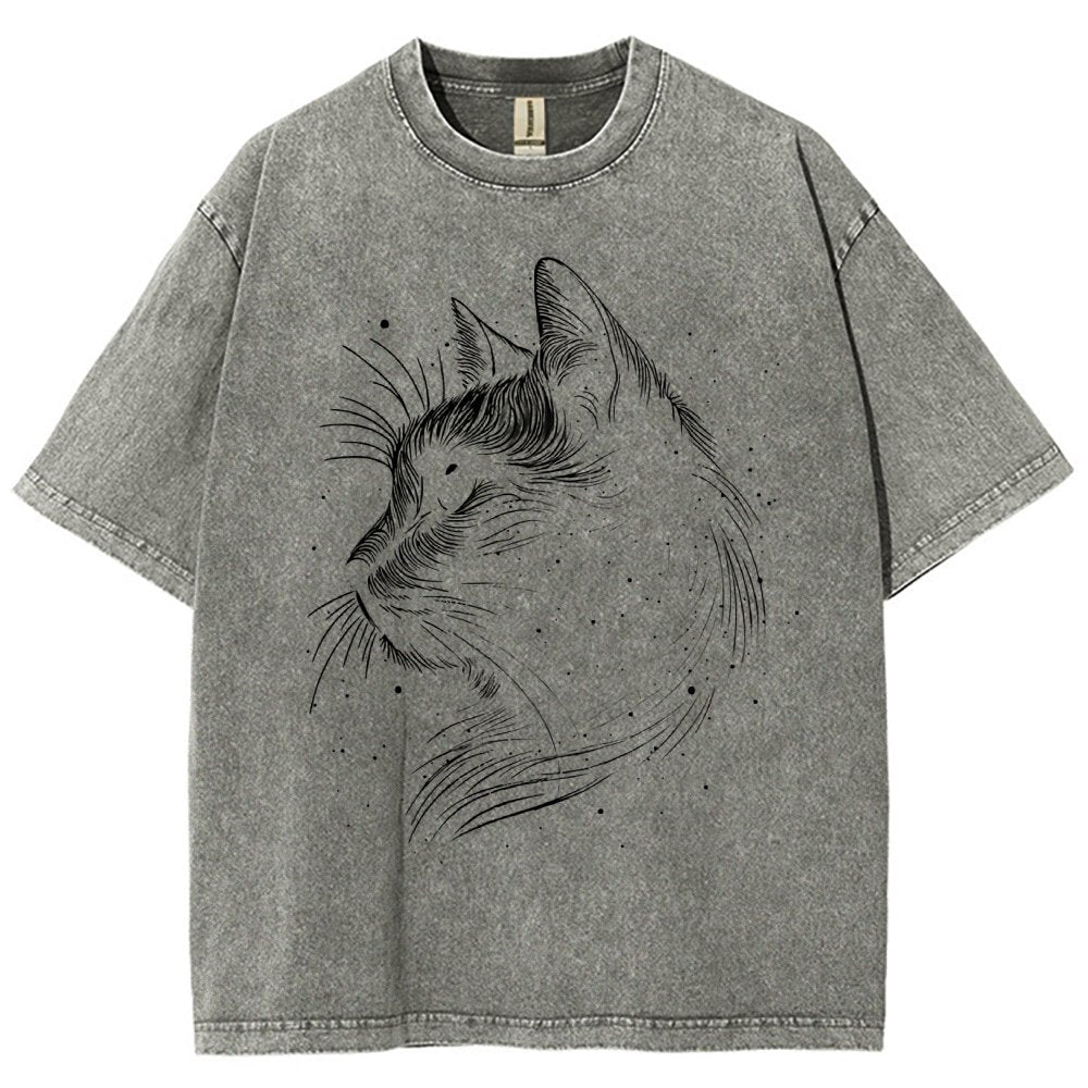 Space cat Vintage Distressed T-shirt