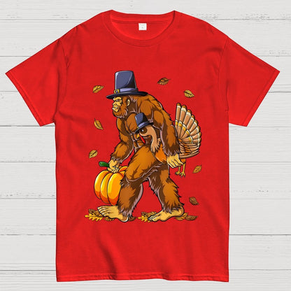 Bigfoot Turkey Pumpkin Thanksgiving Sasquatch Geek T-Shirt