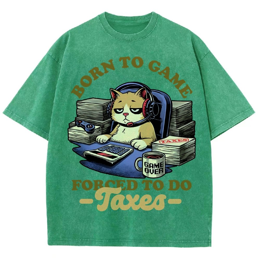 Cat Gamer Taxes Vintage Distressed T-shirt