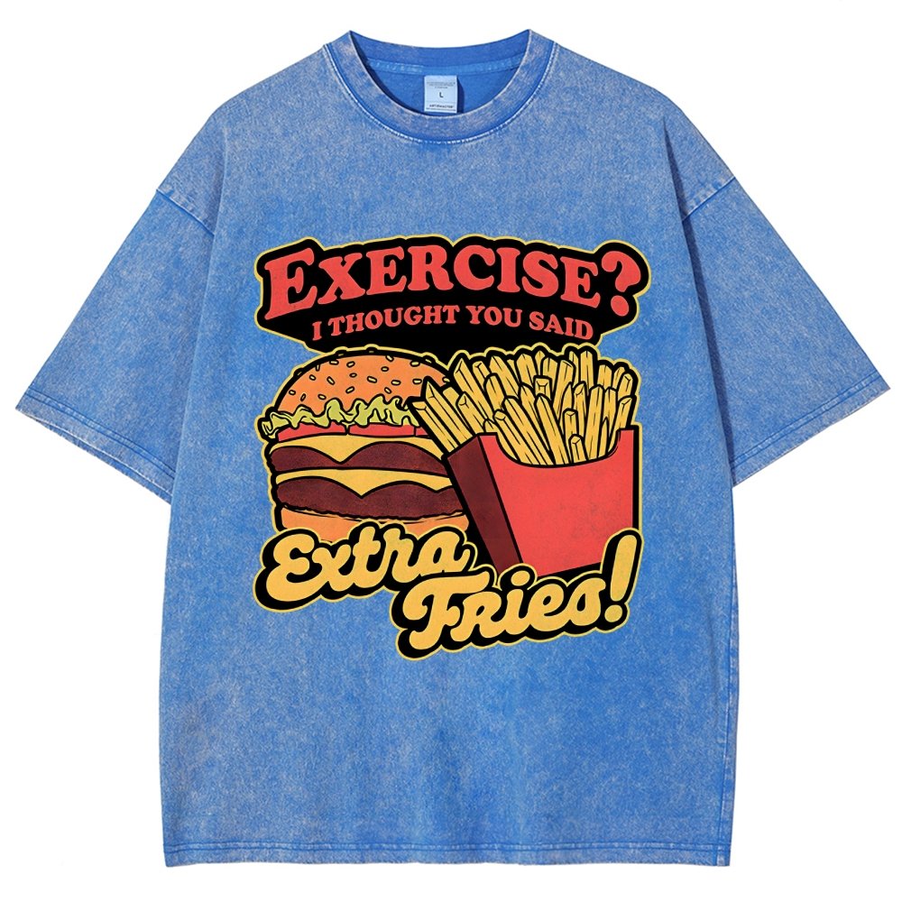 Burger Fries Exercise Vintage Distressed T-shirt
