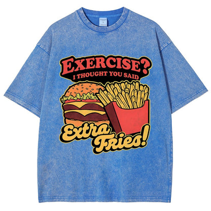 Burger Fries Exercise Vintage Distressed T-shirt