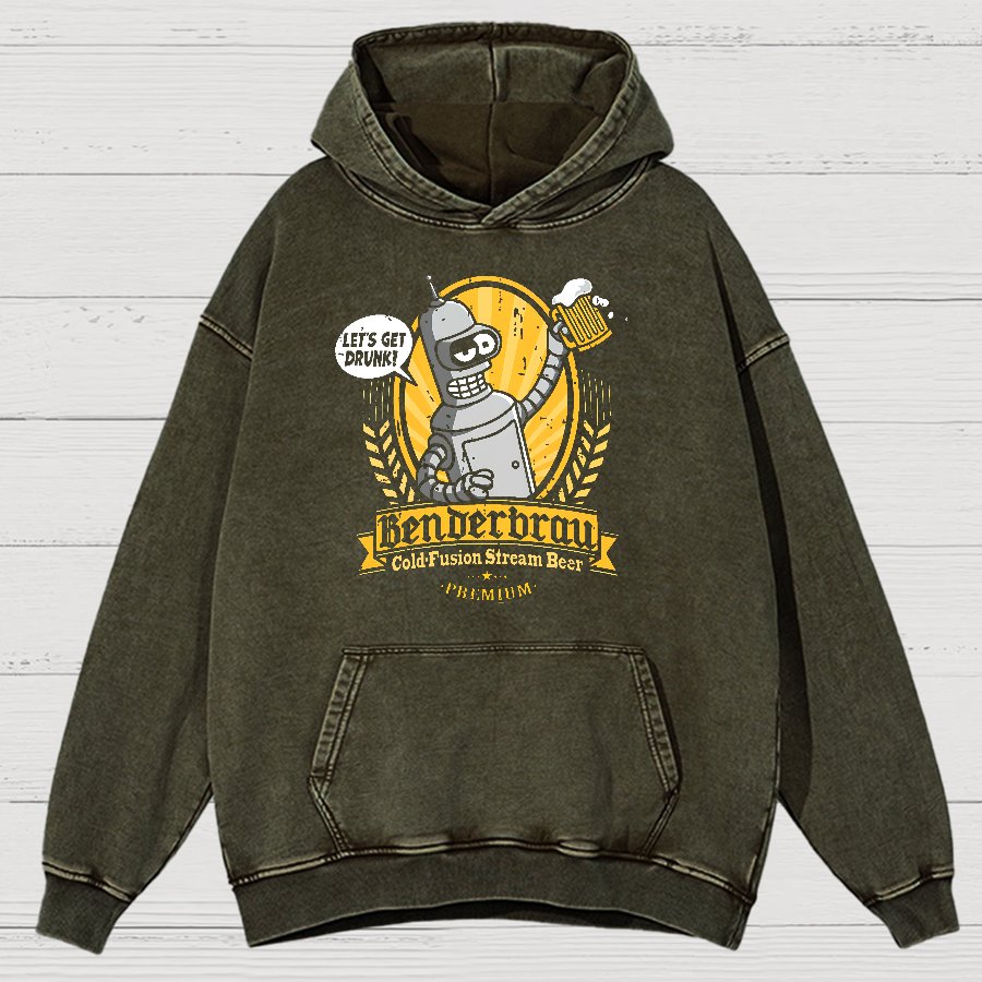 Beer Festival, Let Us Get Our Machines Drunk Vintage Distressed Hoodie